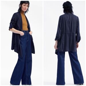 NWOT ZARA Size XS Navy Blue Tencel Flowy Jacket 7905/805/401